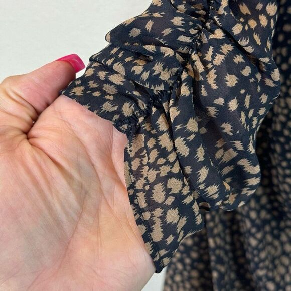 ASTR The Label Animal Front Ruched Fitted Bodice Tulip Hem Women's Midi Dress XS - Picture 5 of 14